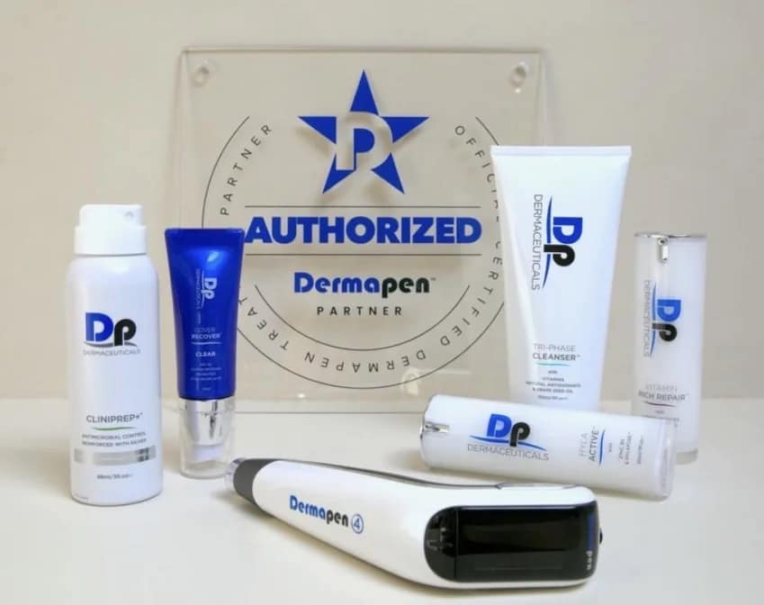 Dermapen 4 en DP Dermaceuticals-producten bij het Dermapen Authorized Partner-certificaat